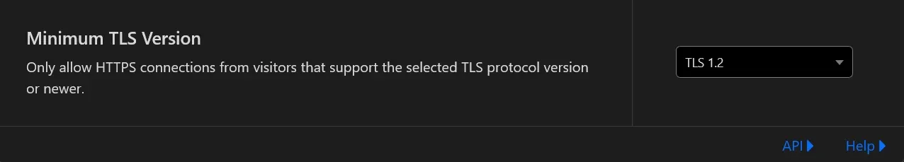 Выбор минимальной версии TLS в Cloudflare